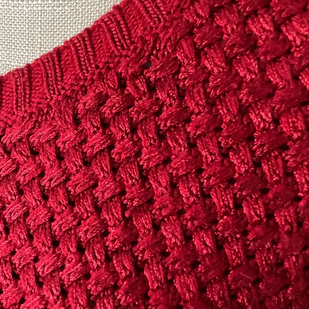 BANANA REPUBLIC Waffle knit crew neck red woman’s sweater size XL cotton‎ blend - Picture 2 of 7